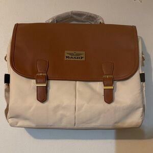 Brown and Cream Women's Laptop Bag